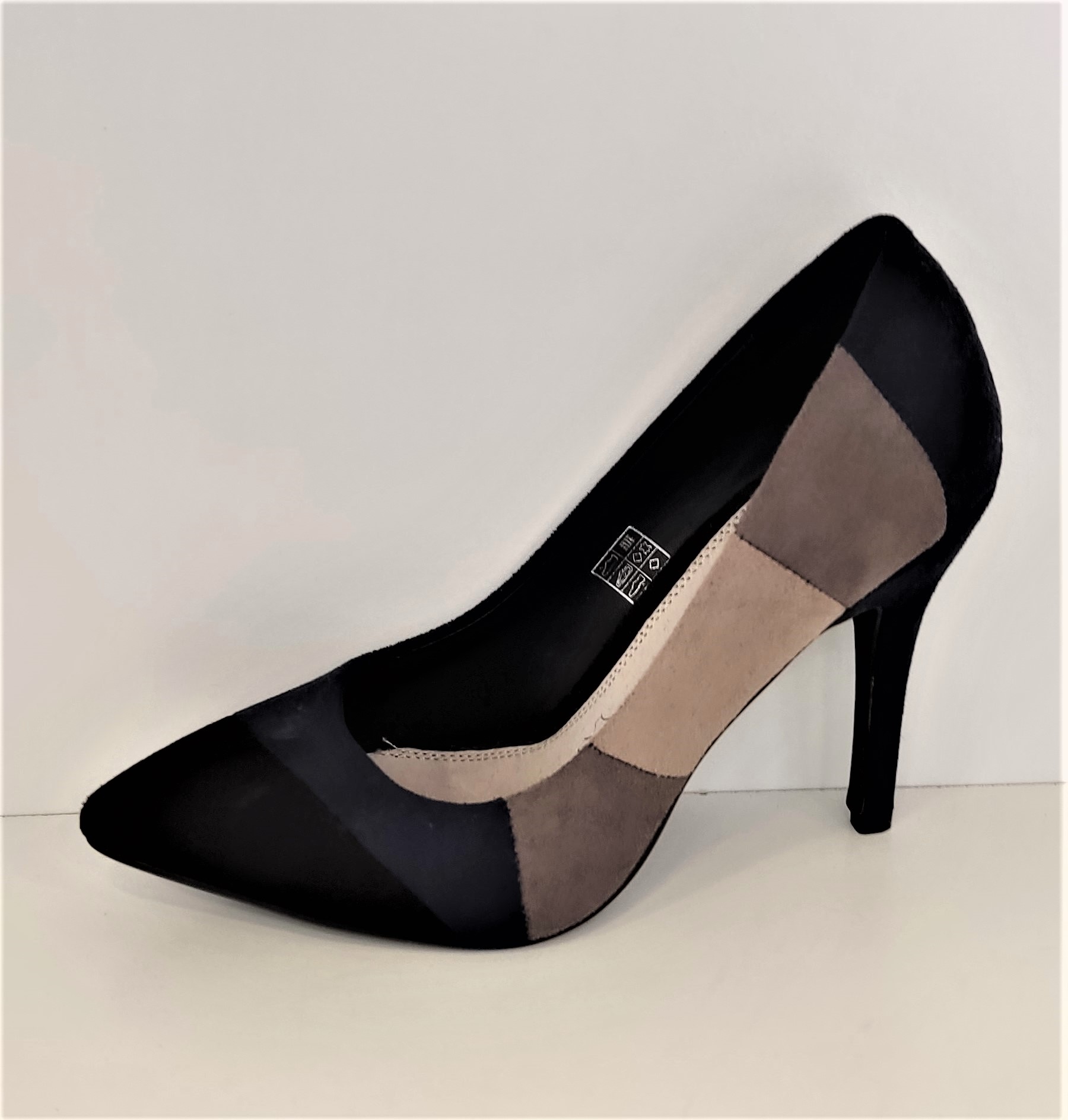 Continuous Hollow Huge Migato Γόβα Τρίχρωμη (Μαύρο,Μπλέ,Μπέζ) – Glamour Shoes